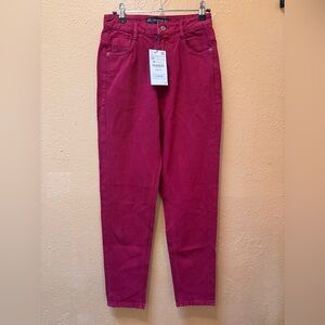 NWT Zara Women's Bold Pink Straight Leg Jeans
